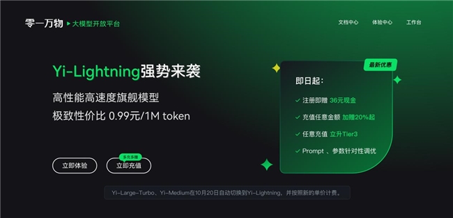 國內(nèi)模型首度超越 GPT-4o！零一萬物新旗艦模型 Yi-Lightning 排名世界第六、中國第一，致力以頂尖模型賦能千行百業(yè)