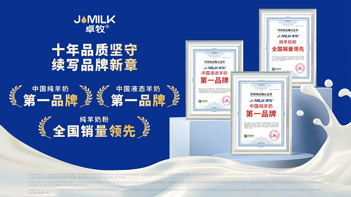 三冠加冕！卓牧乳業(yè)包攬羊奶品類三大市場(chǎng)地位確認(rèn)，彰顯國(guó)民乳企硬核實(shí)力
